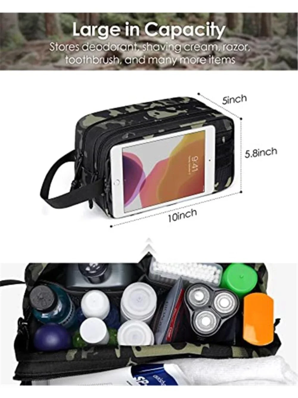 Mens Toiletry Bag Tactical Travel Dopp Kit Shaving Bag Water Resistant Organizer